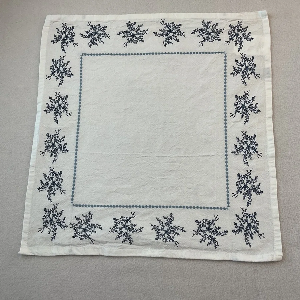 My Texas House Blue Floral White Cotton Napkins Set of 10 Square